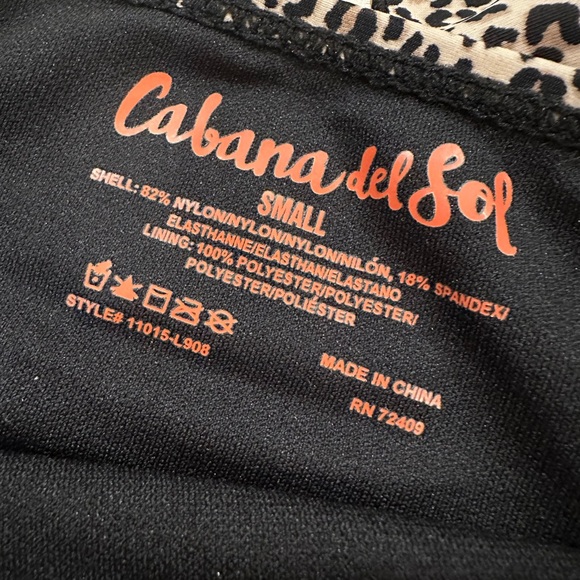 NEW Cabana Del Sol Cheetah Bikini Ruffle -Yoke Bikini Top High Waist Small NWOT - Picture 6 of 6